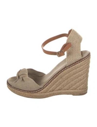 Pre-owned Tory Burch Canvas Espadrilles In Neutral
