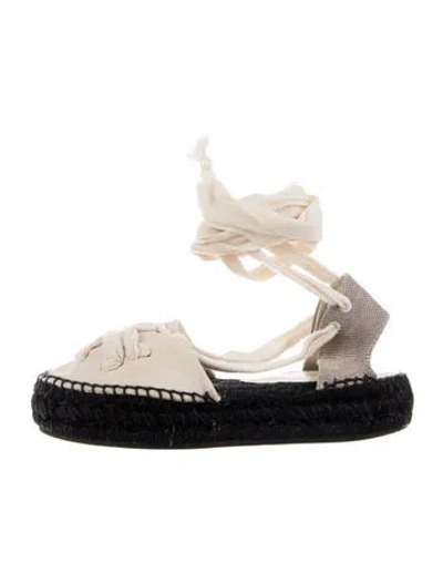 Pre-owned Tory Burch Canvas Espadrilles In Neutrals
