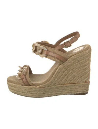 Pre-owned Tory Burch Canvas Espadrilles In Neutrals