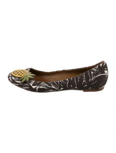 Pre-owned Tory Burch Canvas Floral Print Ballet Flats In Brown