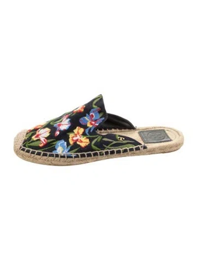 Pre-owned Tory Burch Canvas Floral Print Espadrilles In Blue
