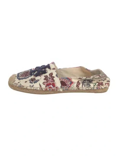 Pre-owned Tory Burch Canvas Floral Print Espadrilles In Neutrals