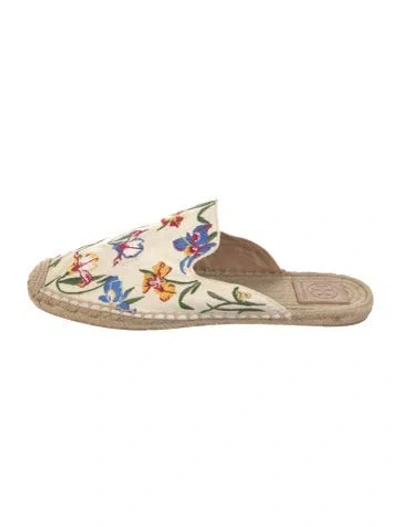 Pre-owned Tory Burch Canvas Floral Print Espadrilles In Neutrals