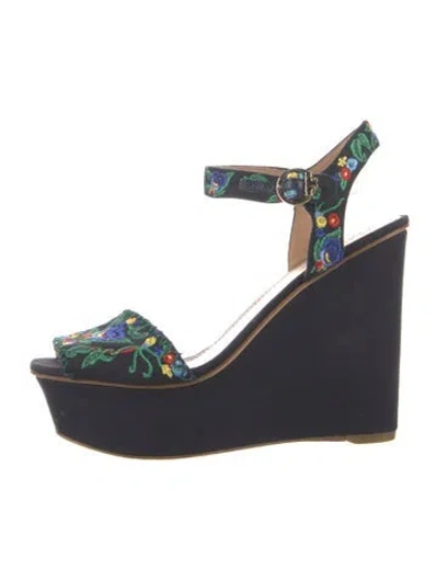 Pre-owned Tory Burch Canvas Floral Print Pumps In Blue