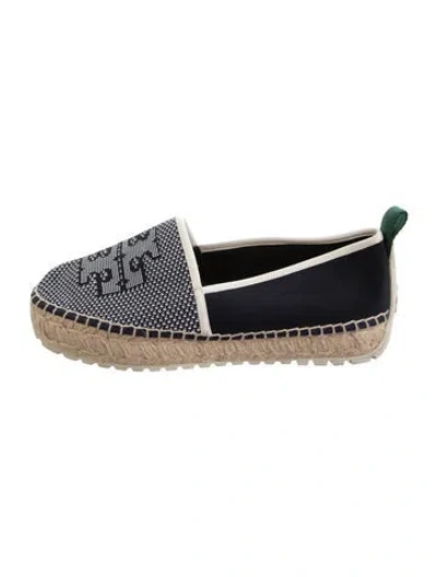 Pre-owned Tory Burch Canvas Graphic Print Espadrilles In Black