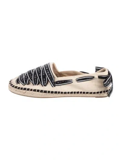 Pre-owned Tory Burch Canvas Graphic Print Espadrilles In Black/neutrals