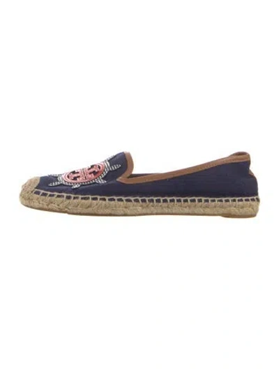 Pre-owned Tory Burch Canvas Graphic Print Espadrilles In Blue