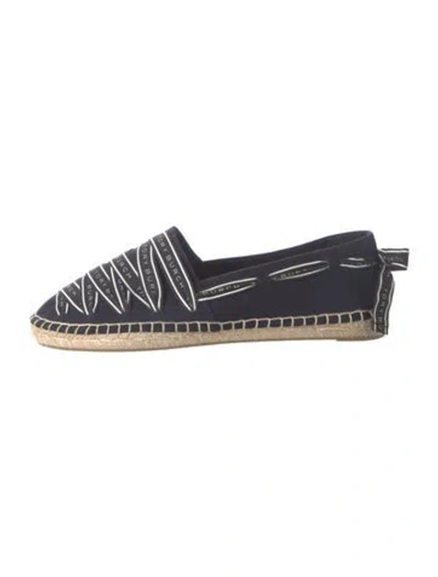 Pre-owned Tory Burch Canvas Graphic Print Espadrilles In Blue