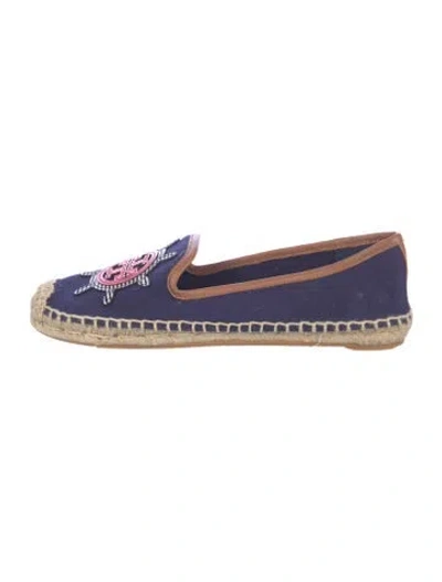 Pre-owned Tory Burch Canvas Graphic Print Espadrilles In Blue