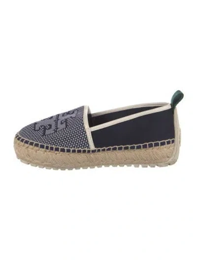 Pre-owned Tory Burch Canvas Graphic Print Espadrilles In Blue/green/white
