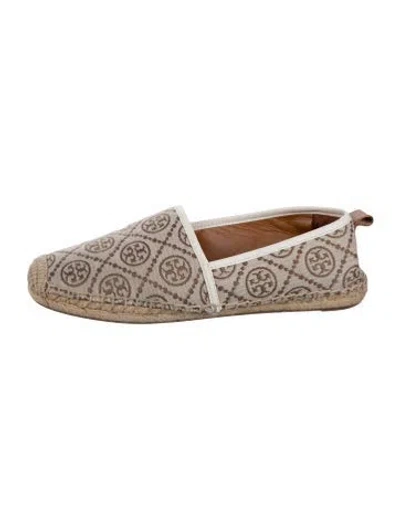 Pre-owned Tory Burch Canvas Graphic Print Espadrilles In Neutrals