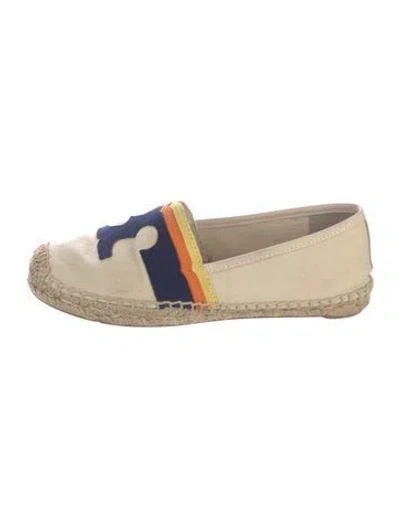 Pre-owned Tory Burch Canvas Graphic Print Espadrilles In Neutrals