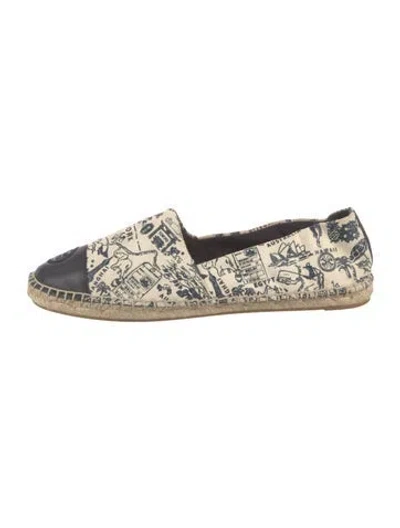 Pre-owned Tory Burch Canvas Graphic Print Espadrilles In Neutrals