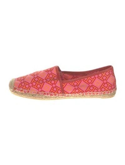 Pre-owned Tory Burch Canvas Graphic Print Espadrilles In Pink
