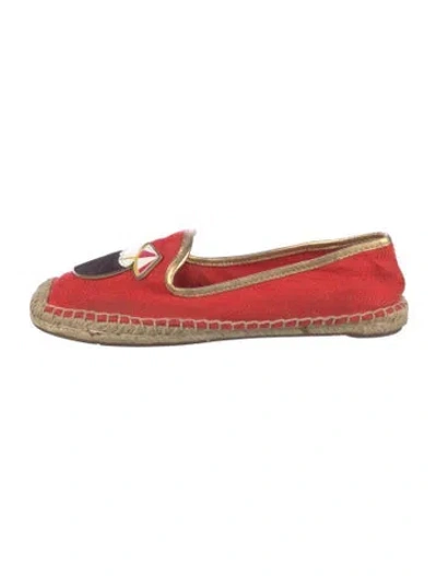 Pre-owned Tory Burch Canvas Graphic Print Espadrilles In Red