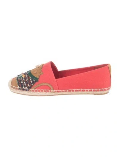 Pre-owned Tory Burch Canvas Graphic Print Espadrilles In Red