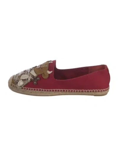 Pre-owned Tory Burch Canvas Graphic Print Espadrilles In Red