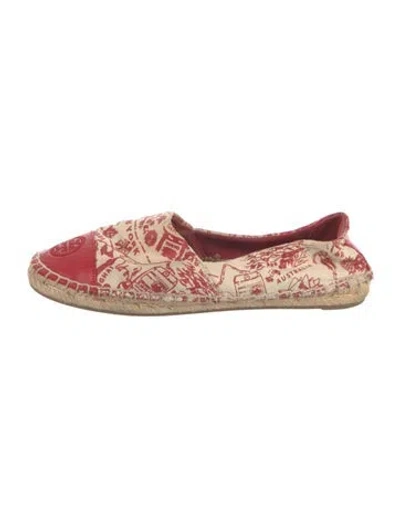Pre-owned Tory Burch Canvas Graphic Print Espadrilles In Red/white