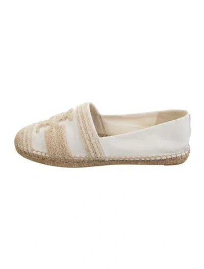 Pre-owned Tory Burch Canvas Graphic Print Espadrilles In White