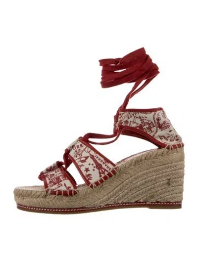 Pre-owned Tory Burch Canvas Graphic Print Espadrilles In White