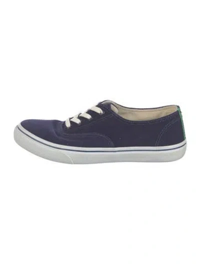Pre-owned Tory Burch Canvas Grosgrain Trim Sneakers In Blue