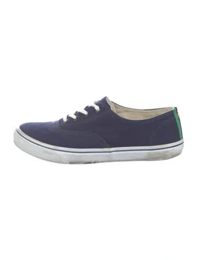 Pre-owned Tory Burch Canvas Grosgrain Trim Sneakers In Blue