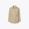 Shop Tory Burch Canvas Jacket In Silver Taupe