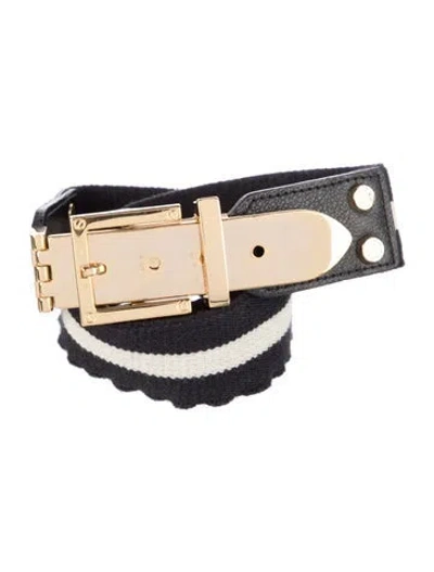Pre-owned Tory Burch Canvas Leather Trim Embellishment Waist Belt In Multi