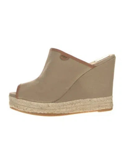 Pre-owned Tory Burch Canvas Mules In Neutral