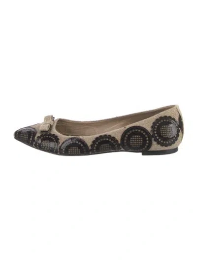 Pre-owned Tory Burch Canvas Patterned Ballet Flats