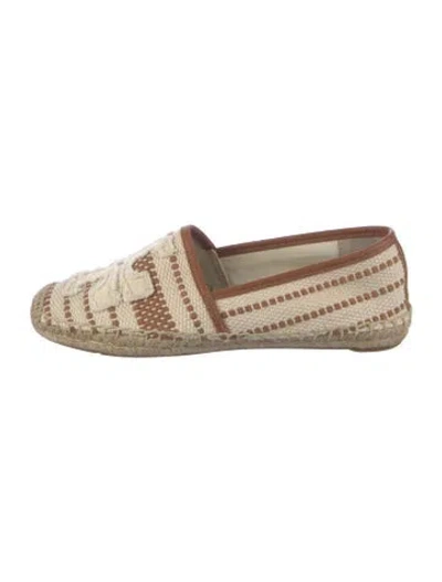 Pre-owned Tory Burch Canvas Patterned Espadrilles In Brown/neutrals
