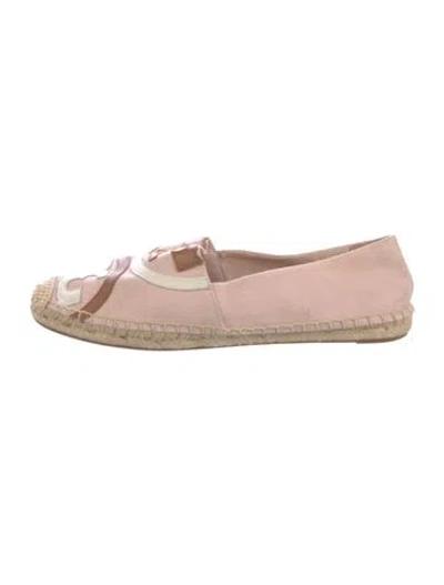 Pre-owned Tory Burch Canvas Patterned Espadrilles In Pink