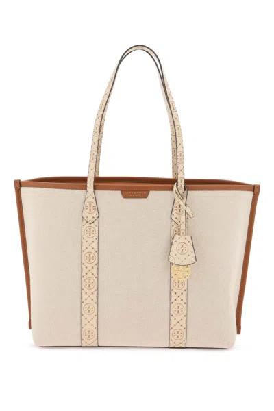 Tory Burch Canvas Perry Shopping Bag In Beige