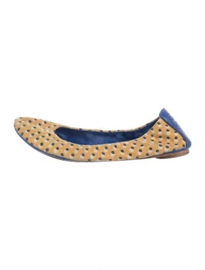 Pre-owned Tory Burch Canvas Polka Dot Print Ballet Flats In Orange