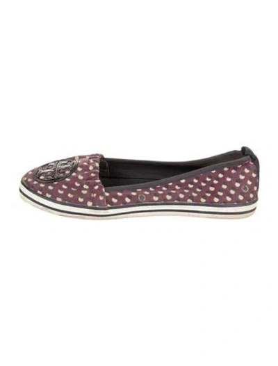 Pre-owned Tory Burch Canvas Polka Dot Print Ballet Flats In Purple