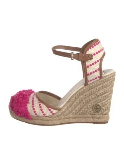 Pre-owned Tory Burch Canvas Printed D'orsay Pumps In Neutral
