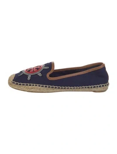 Pre-owned Tory Burch Canvas Printed Espadrille Sneakers In Blue