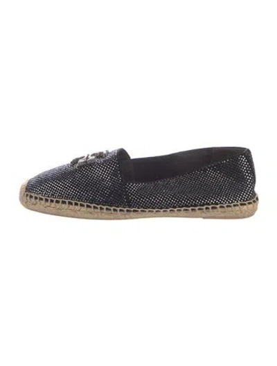 Pre-owned Tory Burch Canvas Printed Espadrilles In Black