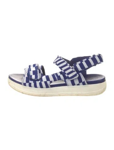 Pre-owned Tory Burch Canvas Printed Espadrilles In Blue