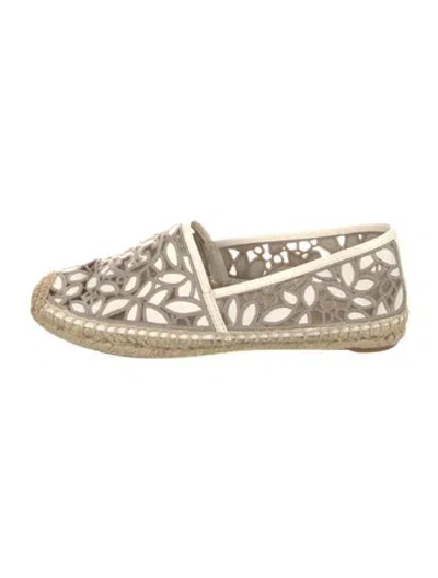 Pre-owned Tory Burch Canvas Printed Espadrilles In Gray