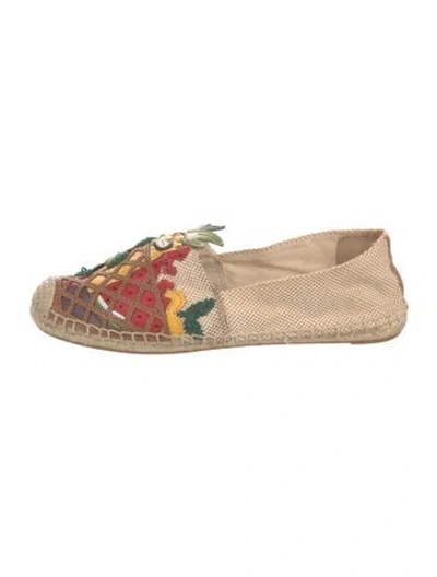 Pre-owned Tory Burch Canvas Printed Espadrilles In Neutral