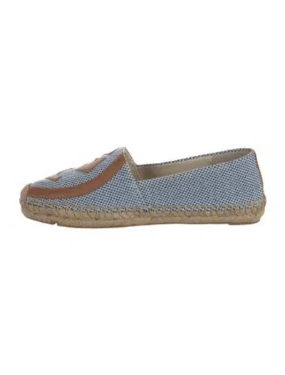 Pre-owned Tory Burch Canvas Printed Espadrilles W/ Tags In Blue