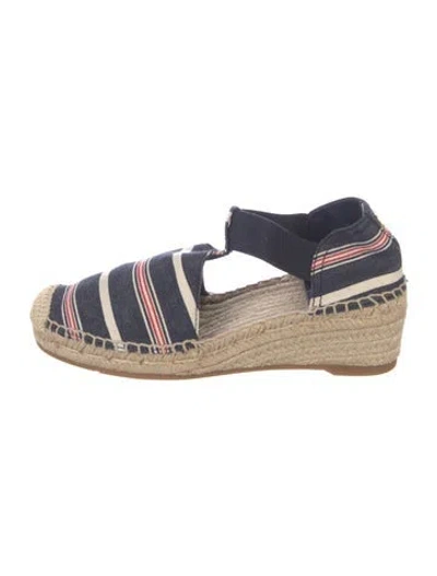 Pre-owned Tory Burch Canvas Printed Mules In Blue