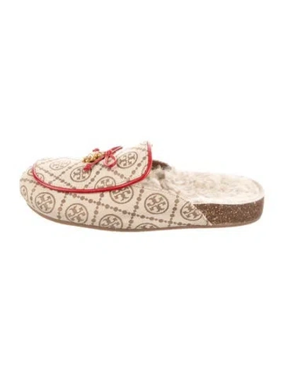 Pre-owned Tory Burch Canvas Printed Mules In Brown