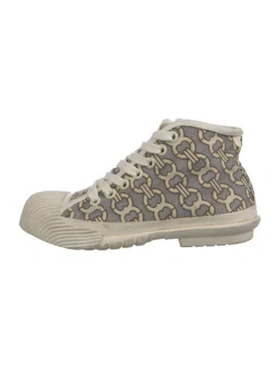 Pre-owned Tory Burch Canvas Printed Sneakers In Gray