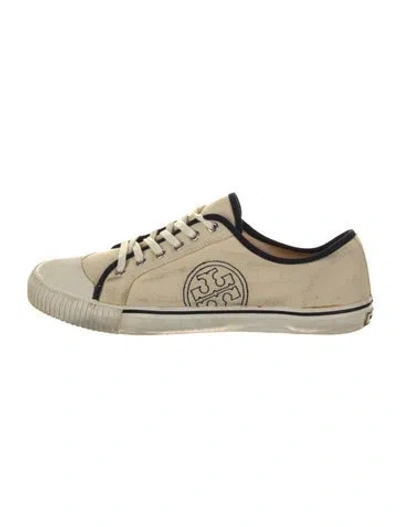 Pre-owned Tory Burch Canvas Printed Sneakers In Neutral