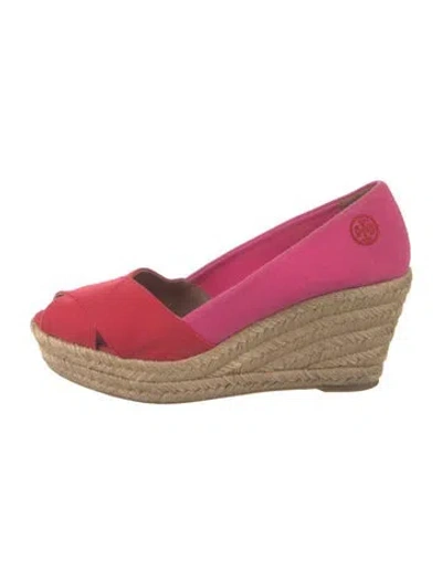 Pre-owned Tory Burch Canvas Pumps In Pink/red
