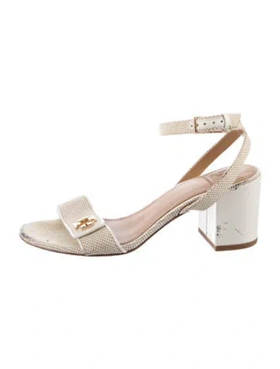 Pre-owned Tory Burch Canvas Sandals In Neutrals