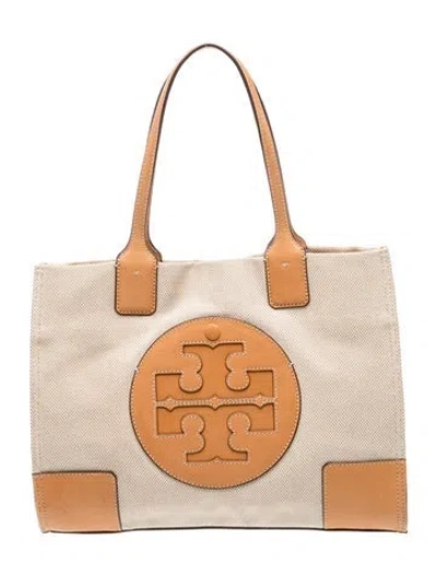 Pre-owned Tory Burch Canvas Shoulder Bag In Neutral