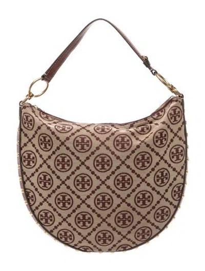 Pre-owned Tory Burch Canvas Shoulder Bag In Neutral
